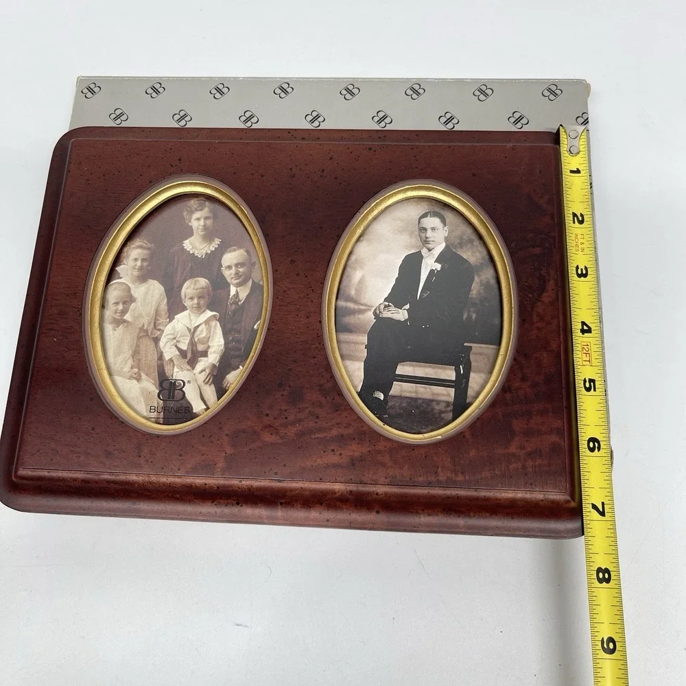 Vintage 80's Burnes of Boston Wood Double Oval Picture Frame NOS Original Box